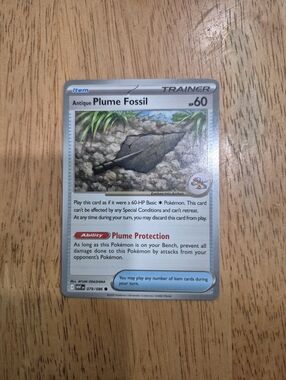 QTY 2 Pokemon Antique Plume Fossil Trainer Card